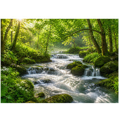 Green Forest Waterfall Jigsaw Puzzle 1000 Pieces