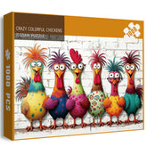 Crazy Colorful Chickens Jigsaw Puzzle 1000 Pieces
