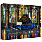 Puzzle „Gotische Kirche und Klavier“, 1000 Teile