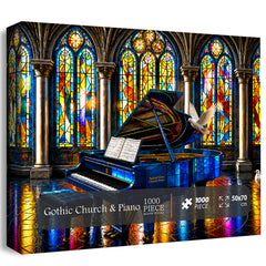 Puzzle „Gotische Kirche und Klavier“, 1000 Teile