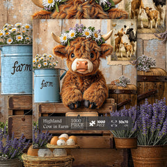 Highland Cow in Farm Jigsaw Puzzle 1000 Pieces