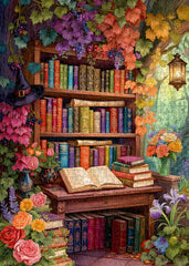 Blumen-Bücherregal-Puzzle 1000 Teile