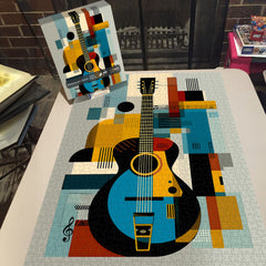 Moderne Kunstgitarrenpuzzle 1000 Stücke