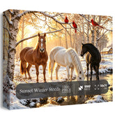 Sunset Winter Steeds Jigsaw Puzzle 1000 Pieces