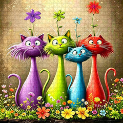 Garden Cute Cats Jigsaw Puzzle 1000 Pieces