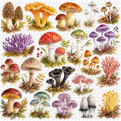 Watercolor Mushrooms Jigsaw Puzzle 1000 Pieces