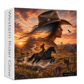 Western Rider Glow Flag Jigsaw Puzzle 1000 Pieces