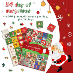 Vintage Weihnachts-Adventskalender Puzzle 1000 Teile