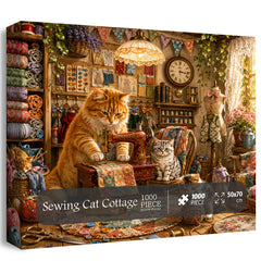 Sewing Cat Cottage Jigsaw Puzzle 1000 Pieces