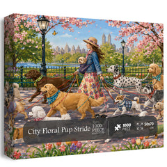 City Floral Pup Stride Jigsaw Puzzle 1000 Pieces