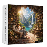 Bergwasserfall-Bibliothekspuzzle 1000 Teile