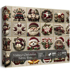 Vintage Christmas Stoff Fun Puzzle 1000 Stücke
