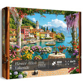 Blumengefülltes Seeufer-Puzzle 1000 Teile