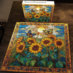 Stained Glass Sunflower Jigsaw Puzzle 1000 Pieces