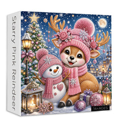 Starry Pink Reindeer Jigsaw Puzzle 1000 Pieces