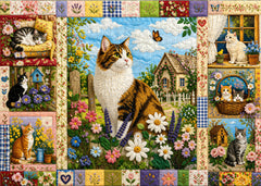 Quilted Cat Garden Jigsaw Puzzle 1000 Pieces