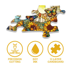 Stained Glass Sunflower Jigsaw Puzzle 1000 Pieces