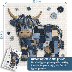 Blue Denim Highland Cow Puzzle 1000 Teile