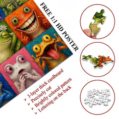 Colorful Frog Faces Jigsaw Puzzle 1000 Pieces