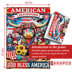 American Patchwork Bull Jigsaw Puzzle 1000 Pieces