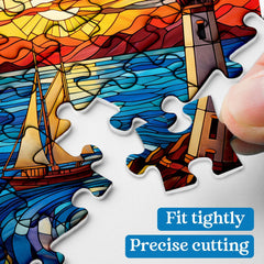 Buntglas-Leuchtturm-Puzzle 1000 Teile