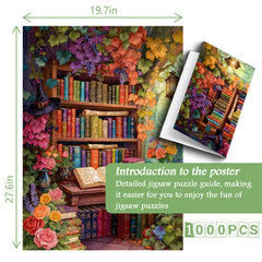 Blumen-Bücherregal-Puzzle 1000 Teile