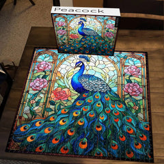 Stained Glass Peacock Jigsaw Puzzle 1000 Pieces