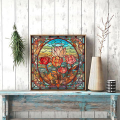 Stained Glass Flower Jigsaw Puzzles 1000 Pieces