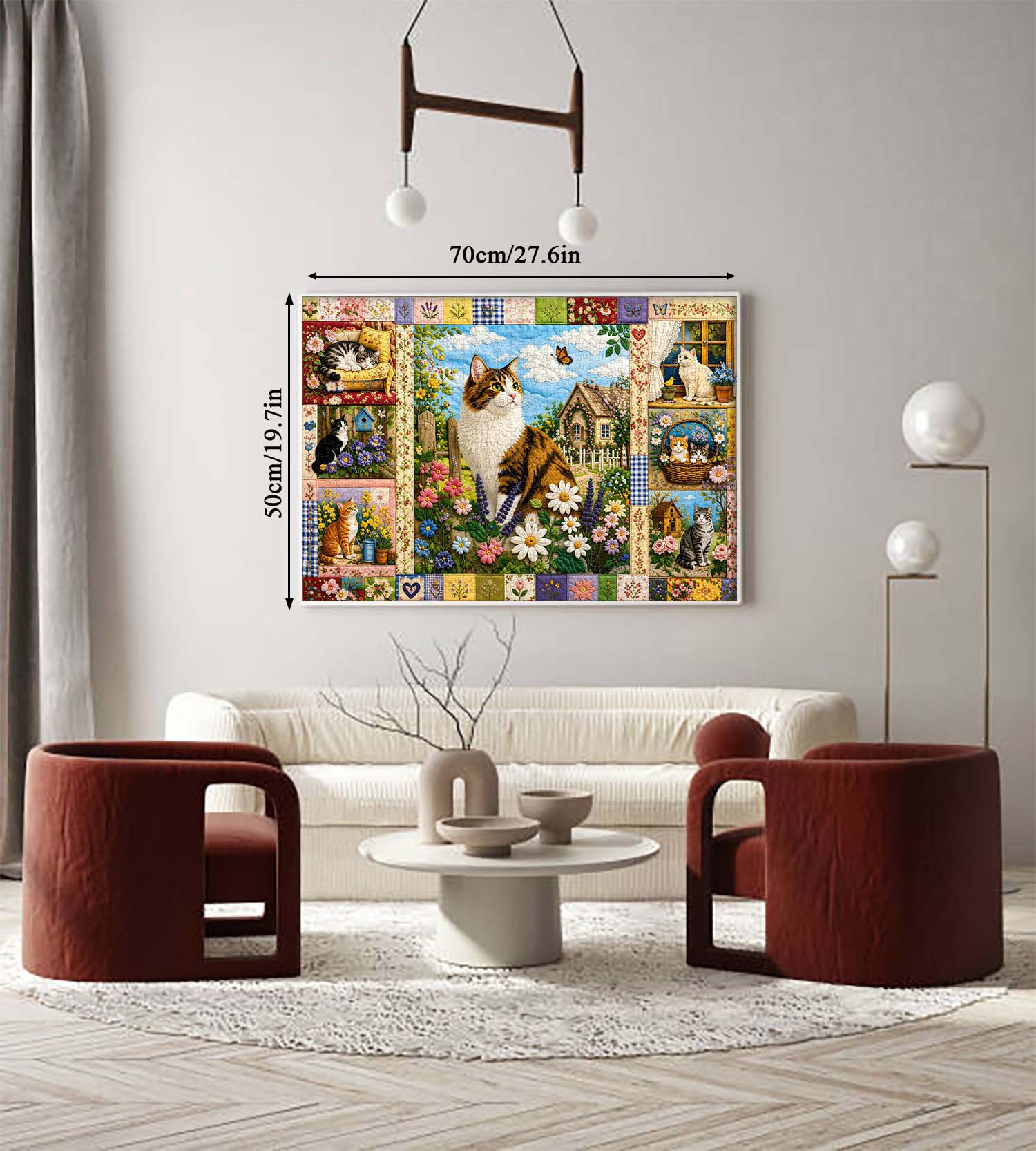 Quilted Cat Garden Jigsaw Puzzle 1000 Pieces