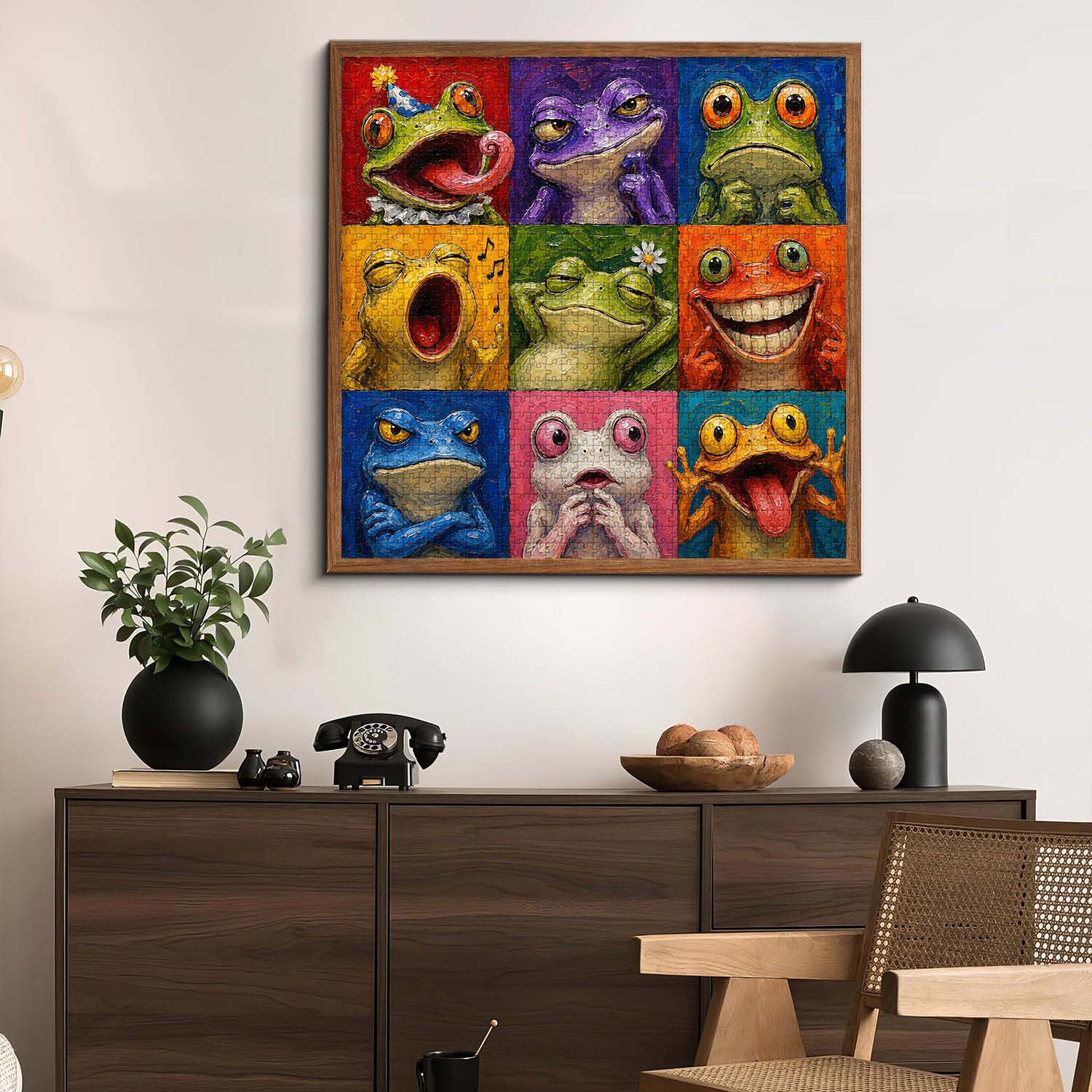 Bunte Froschgesichter Puzzle 1000 Teile