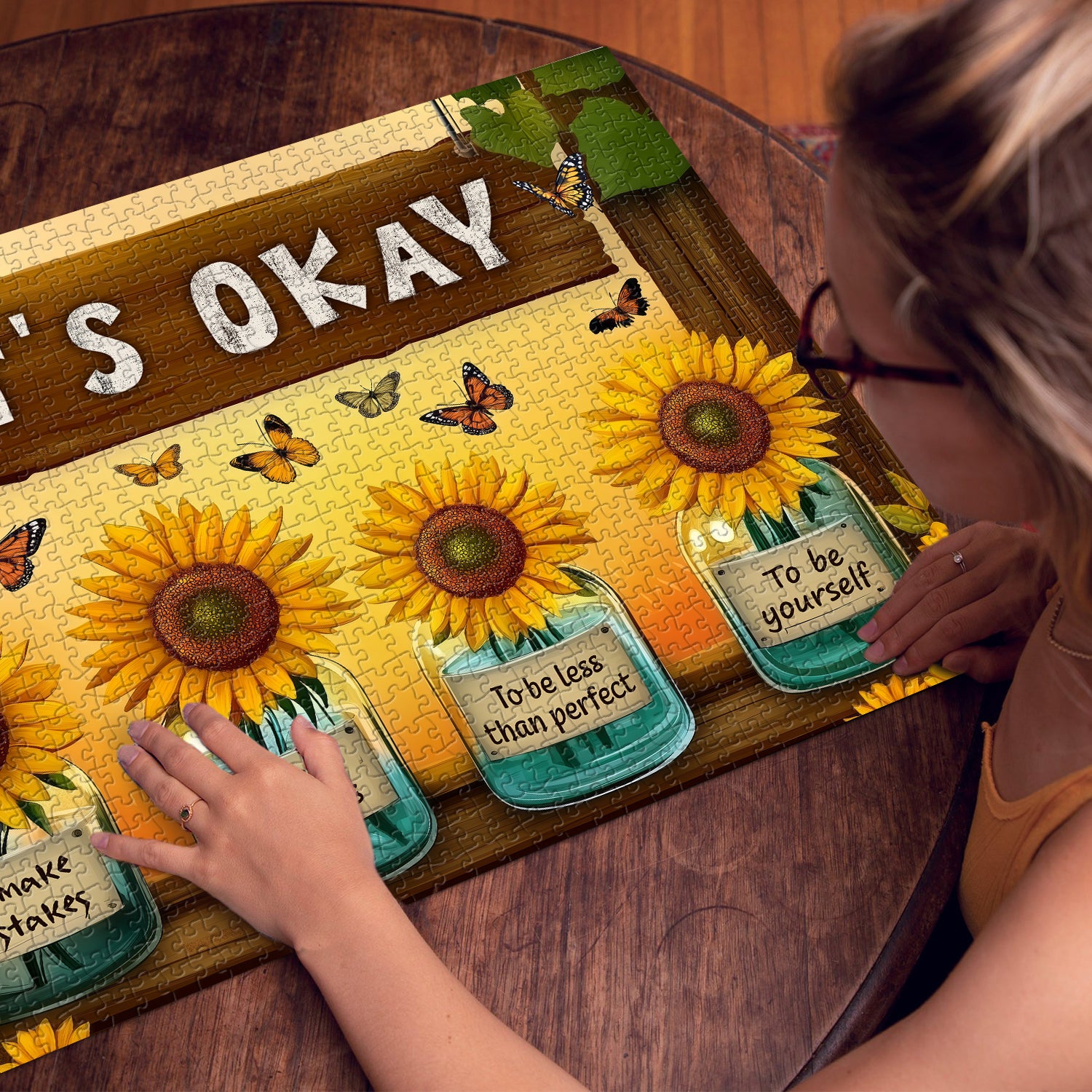 Colorful Sunflower Affirmations Jigsaw Puzzle 1000 Pieces