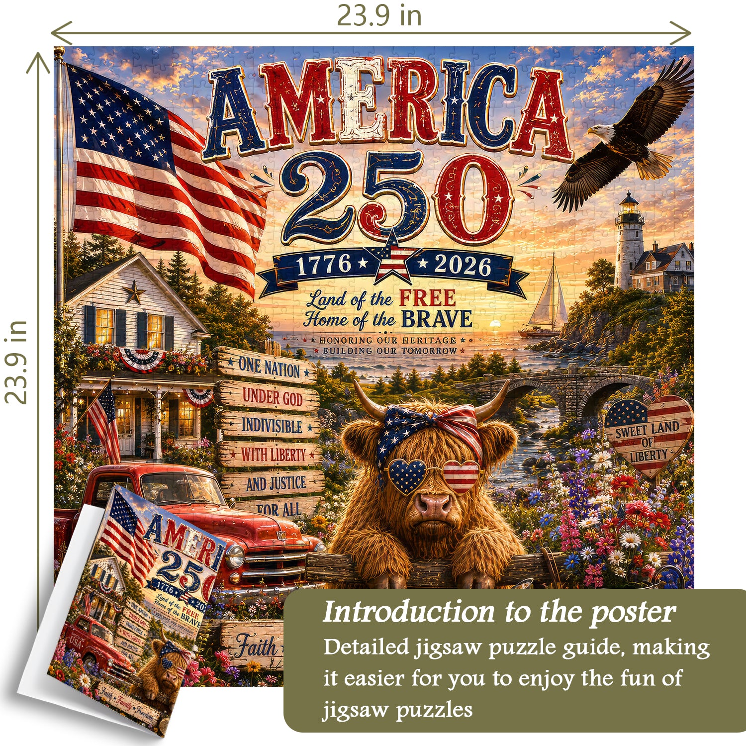 Patriotisches Hochlandkuh-Puzzle, 1000 Teile