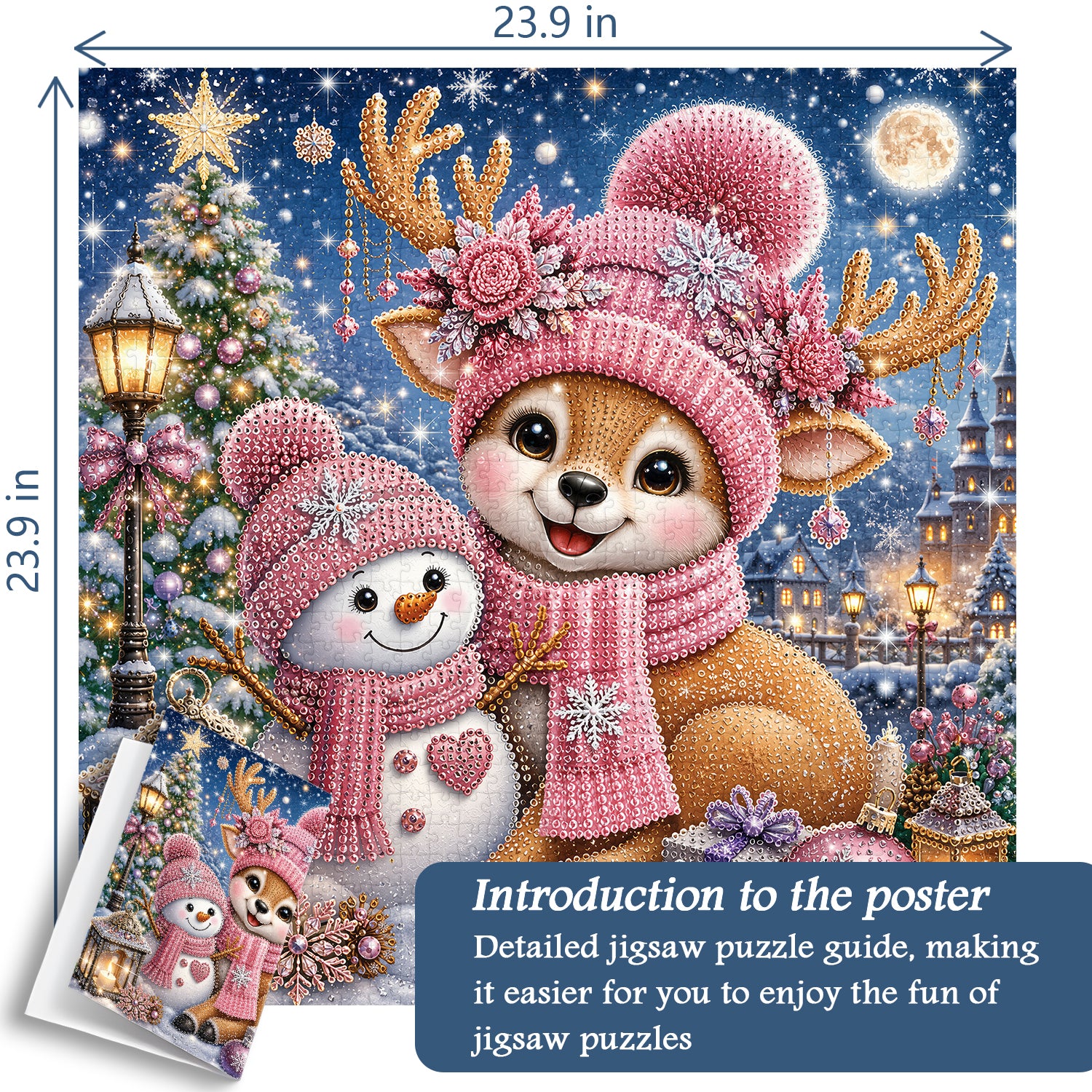 Sternenklares rosa Rentier-Puzzle, 1000 Teile