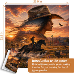 Western Rider Glow Flag Jigsaw Puzzle 1000 Pieces