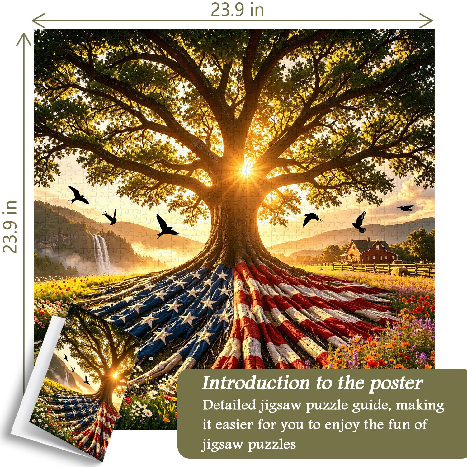 Flag Roots Sunset Oak Puzzle 1000 Teile