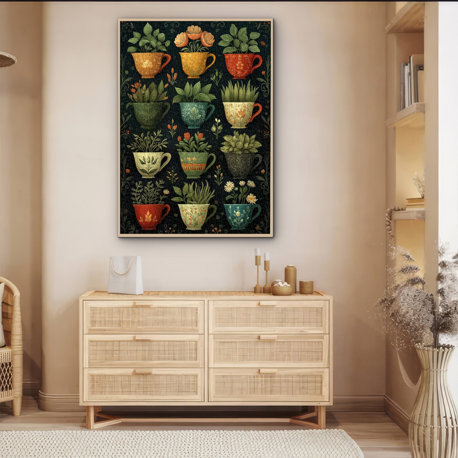 Pflanzenbeladene Tassen-Puzzle 1000 Teile