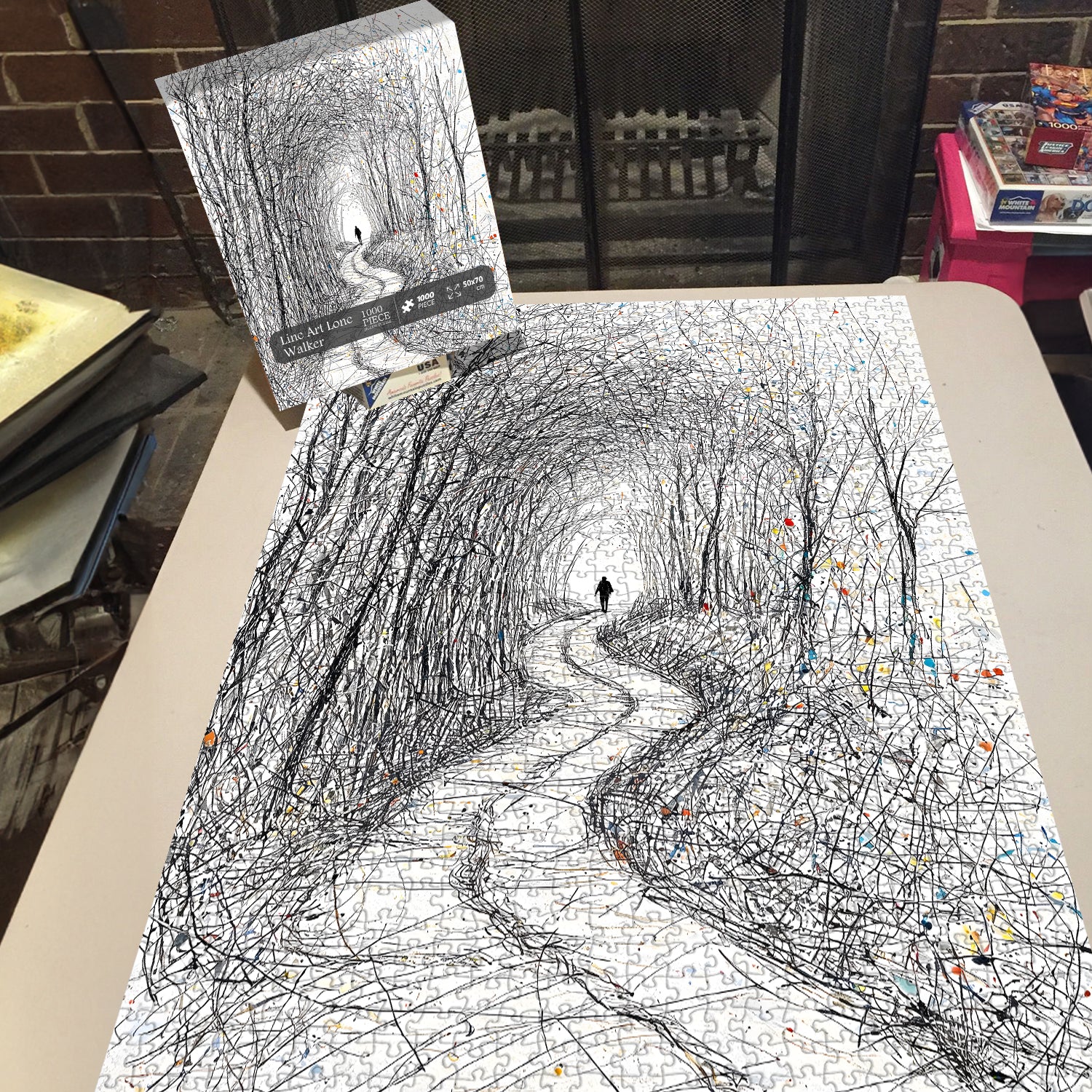 Line Art Lone Walker Jigsaw Puzzle 1000 Pieces