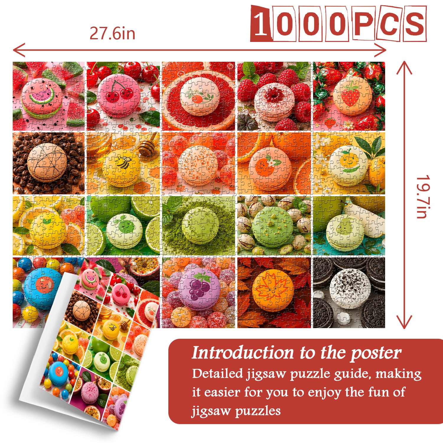 Buntes Macaron-Dessert-Puzzle, 1000 Teile