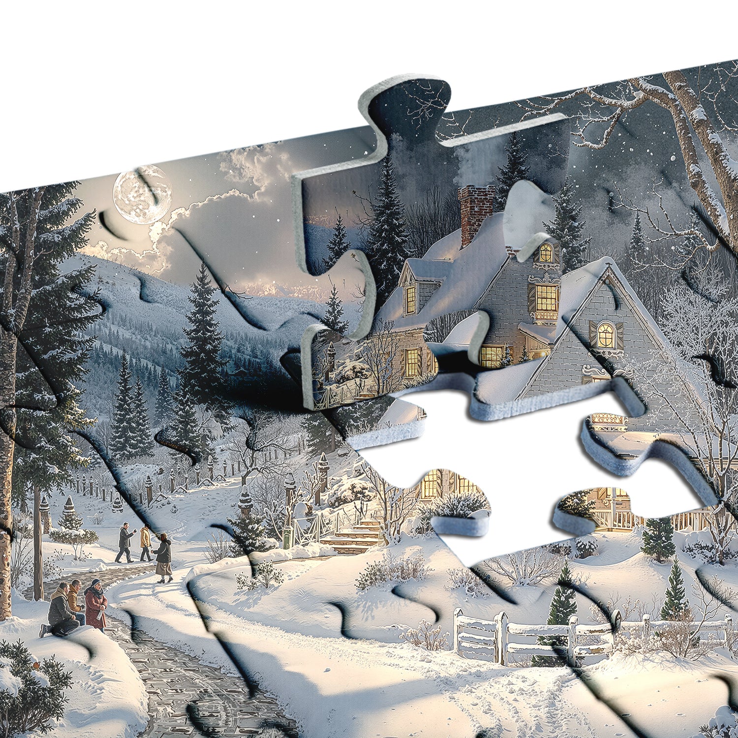 Moonlit Snowy Night Jigsaw Puzzle 1000 Pieces