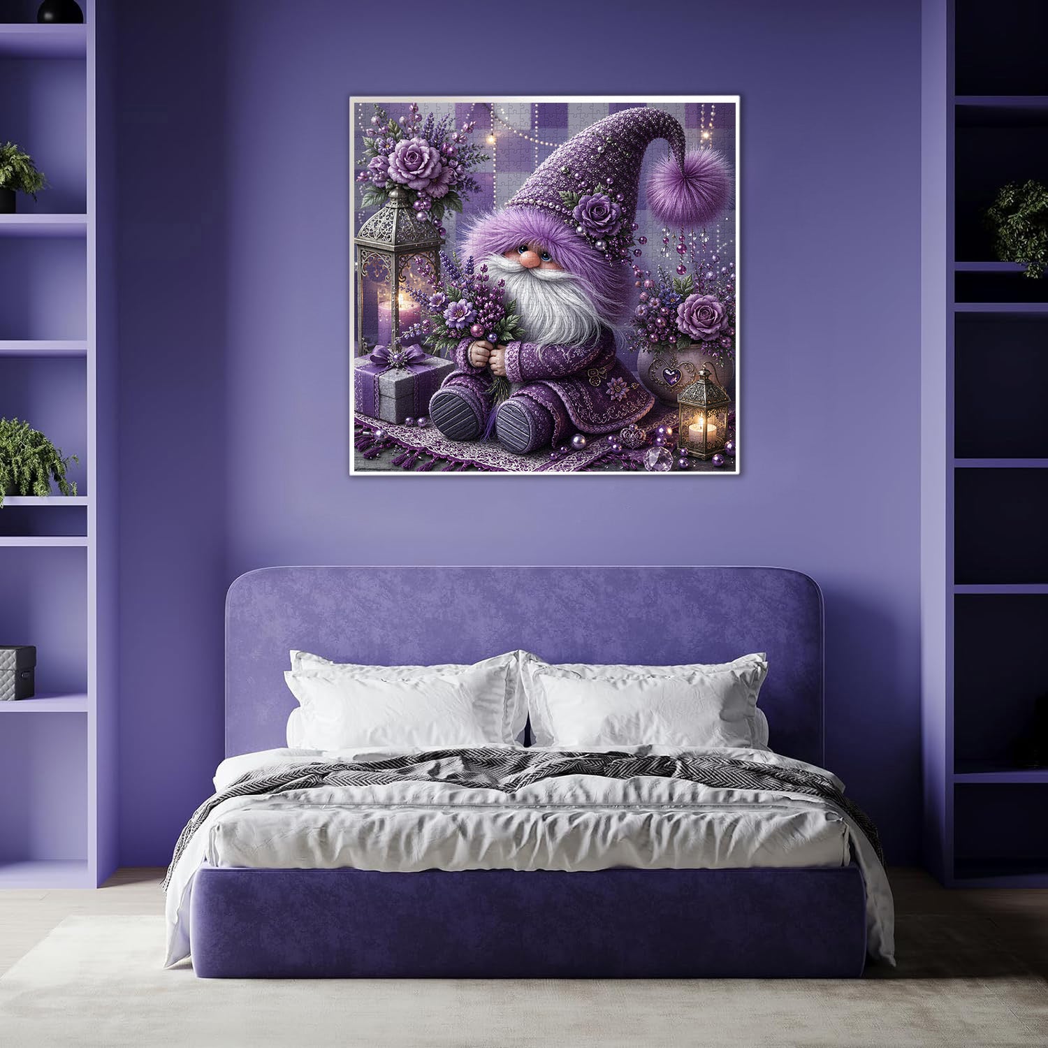 Purple Floral Gnome Jigsaw Puzzle 1000 Pieces