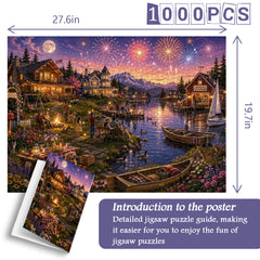 Lakeside Firework Glow Jigsaw Puzzle 1000 Pieces