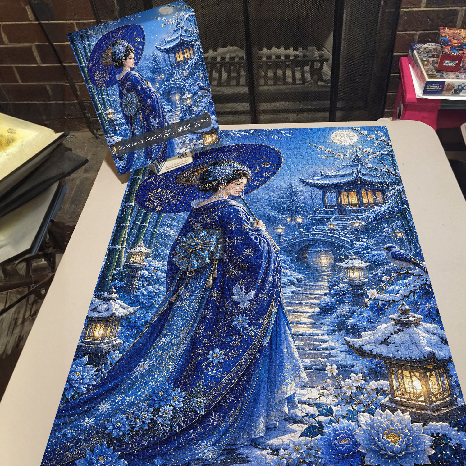 Schnee-Mond-Garten-Puzzle 1000 Teile