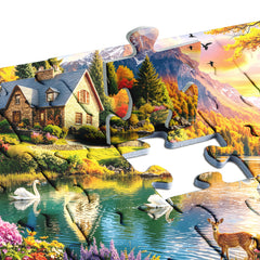 Mountain Lake Cottage Jigsaw Puzzle 1000 Pieces