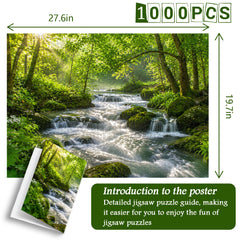 Green Forest Waterfall Jigsaw Puzzle 1000 Pieces