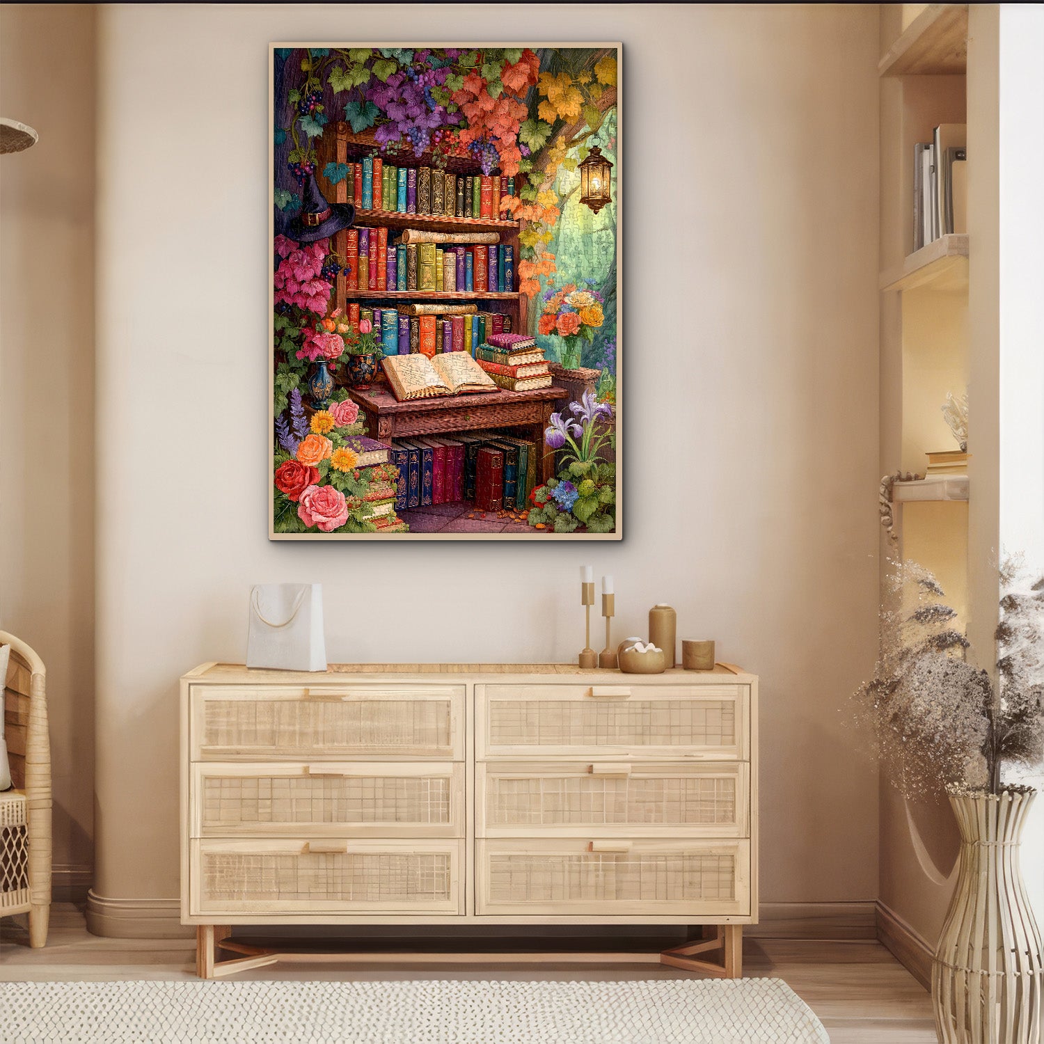 Blumen-Bücherregal-Puzzle 1000 Teile