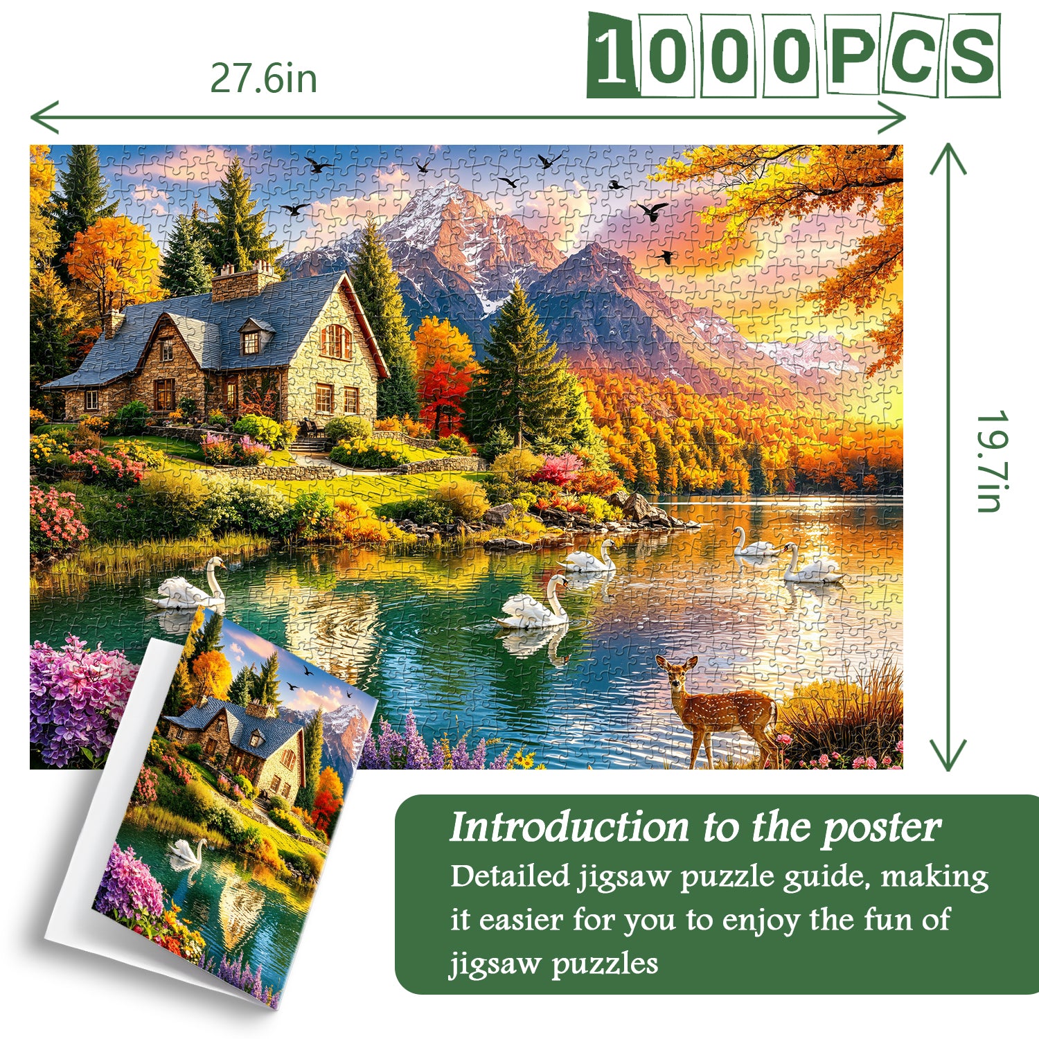 Mountain Lake Cottage Jigsaw Puzzle 1000 Pieces