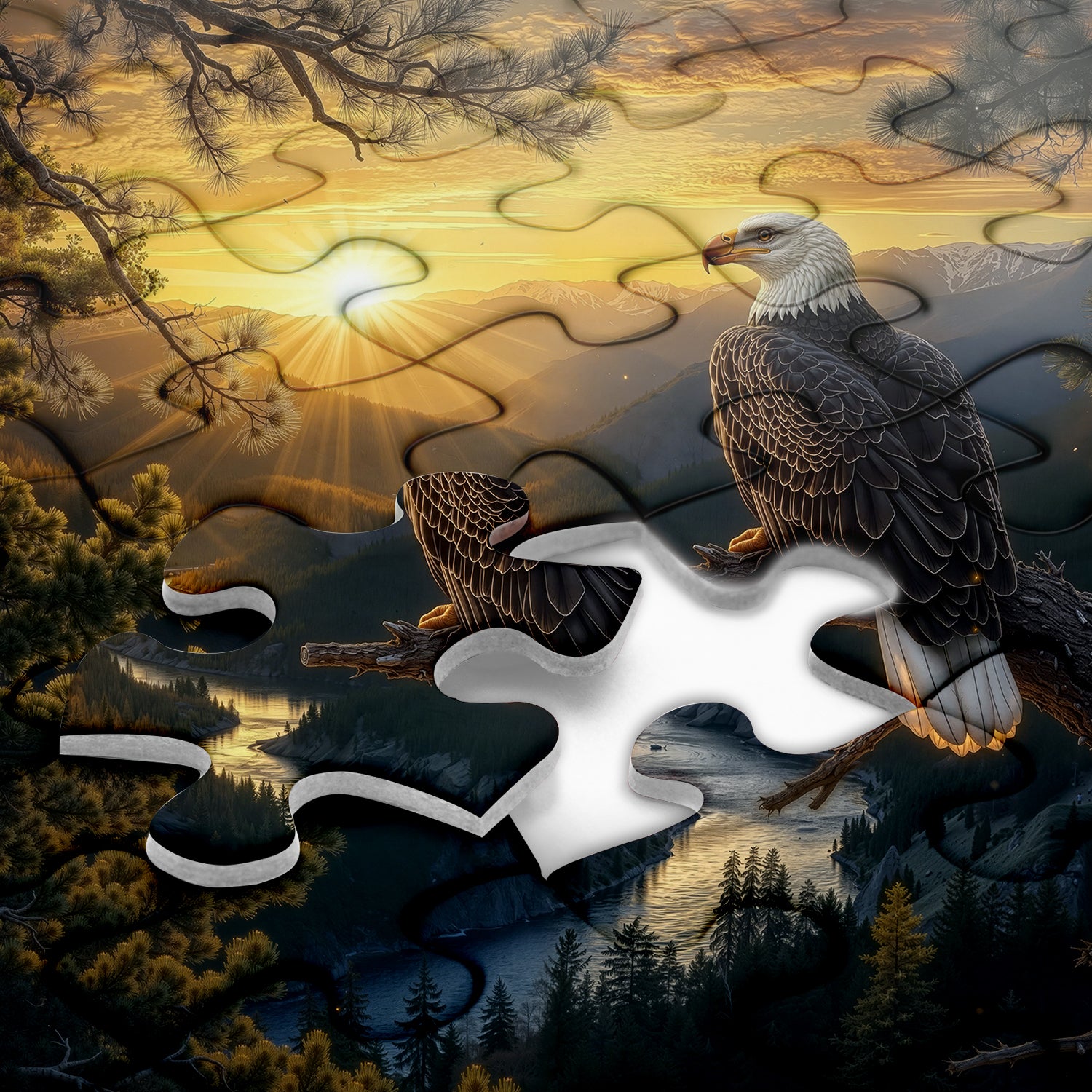 Adler bei Sonnenuntergang Puzzle 1000 Teile