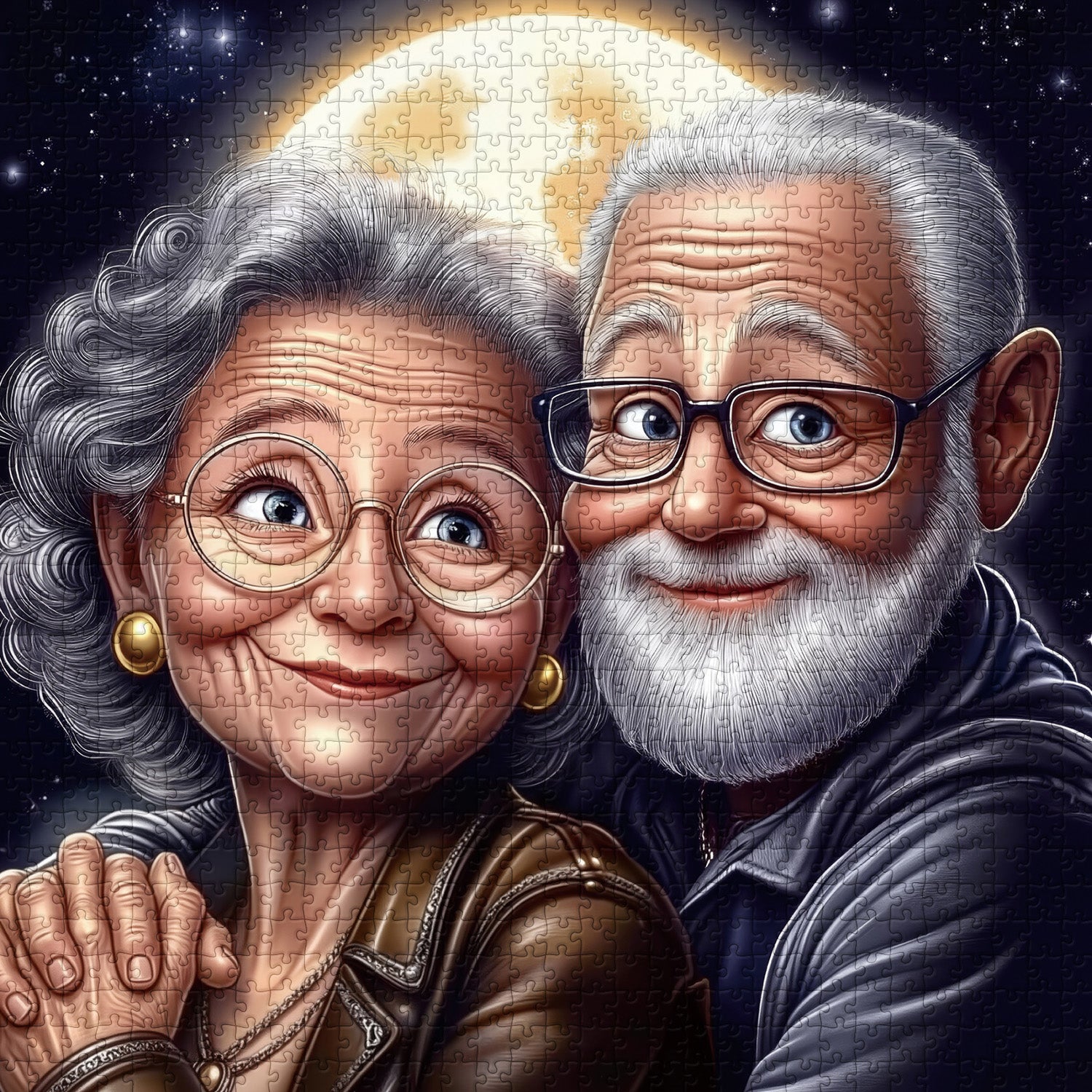 Silbernes Haar umarmt Puzzle 1000 Teile