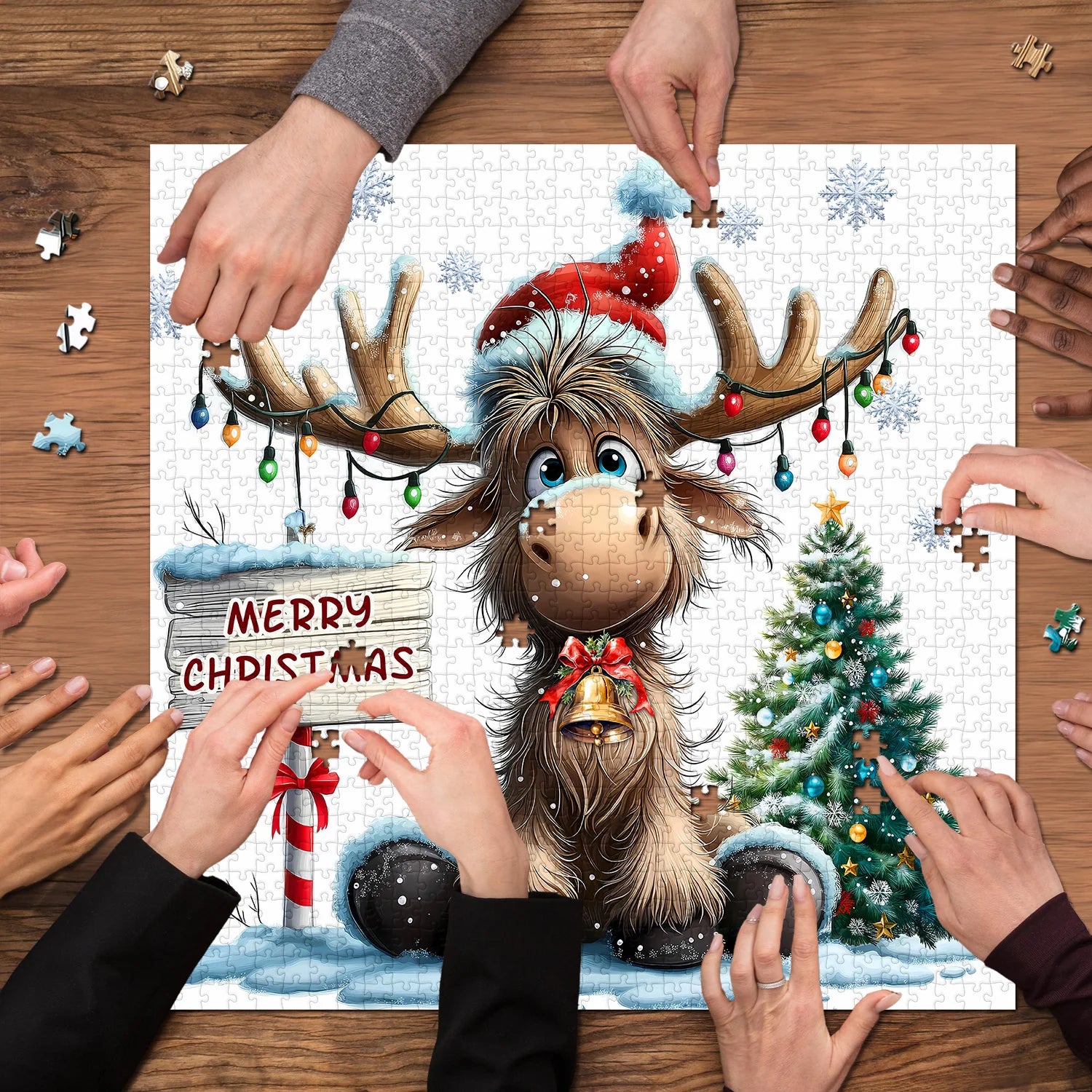 Elk Christmas Celebration Jigsaw Puzzle 1000 Pieces