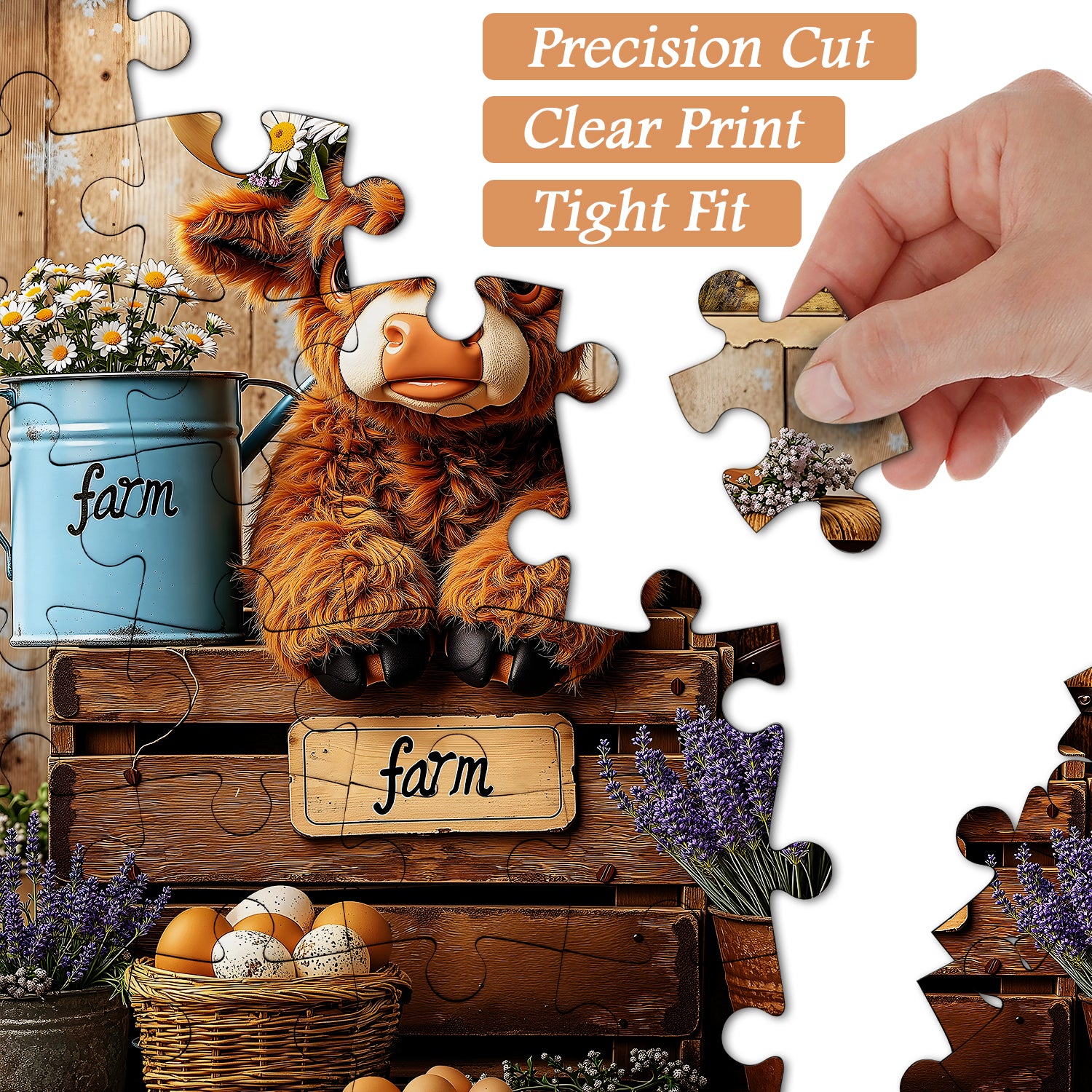 Highland Cow in Farm Jigsaw Puzzle 1000 Pieces